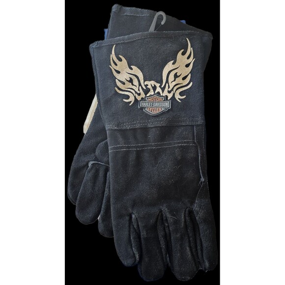 Licensed*HARLEY DAVIDSON MOTORCYCLE*Gauntlet * Welding GLOVES *LEATHER *Eagle *L - Picture 4 of 7